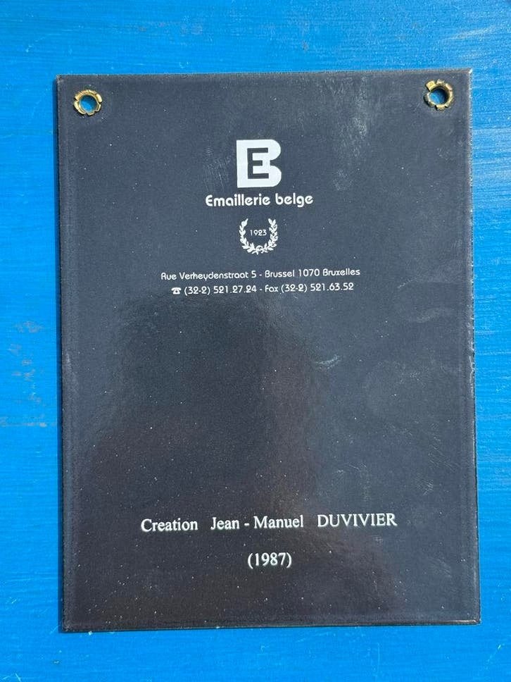 Emaille plaat Brussel - Jean-Manuel Duvivier (1987), Collections