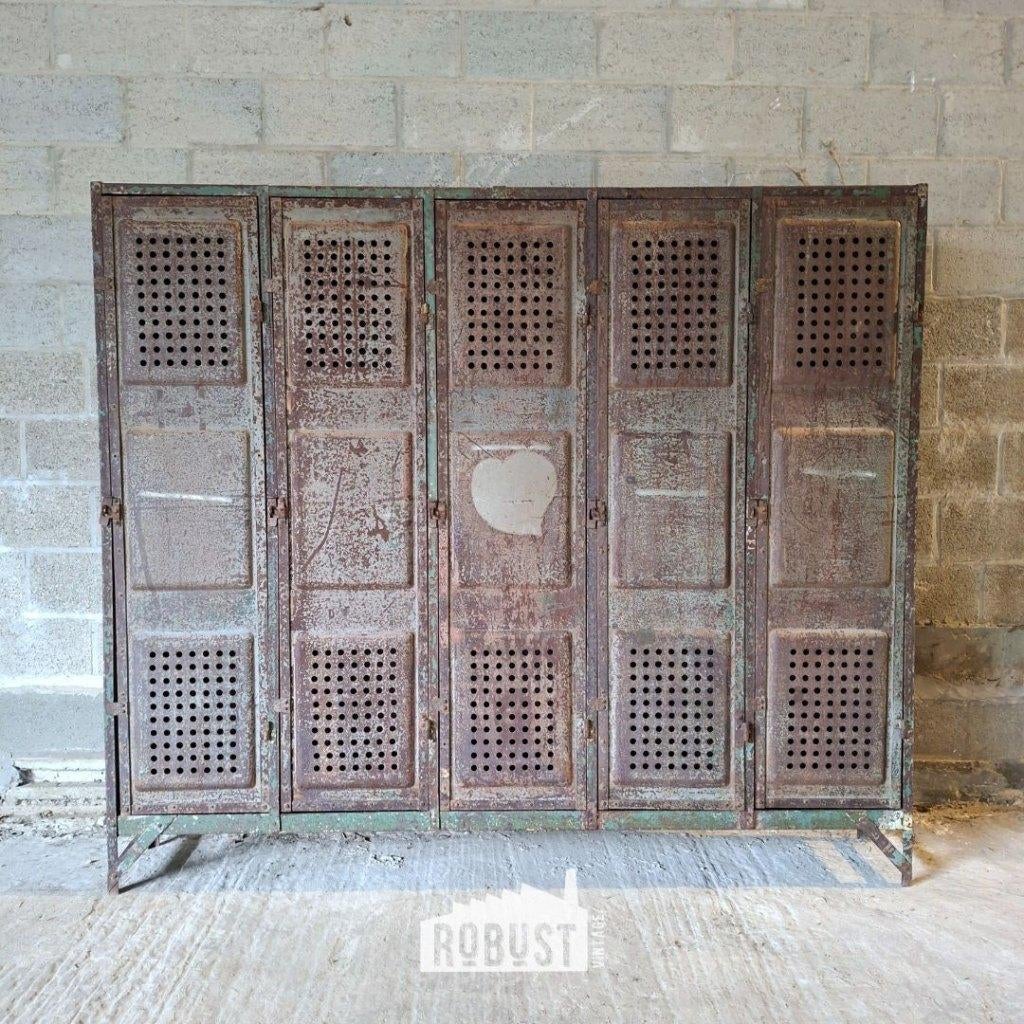 Locker 5-deurs / garderobekast / metalen kast smal, Ophalen of Verzenden, Gebruikt, Industrieel Brocante Shabby Sjiek