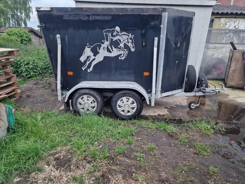 Aanhangwagen dubbelas 250x120 en 150cm hoog, Auto diversen, Aanhangers en Bagagewagens, Gebruikt, Ophalen