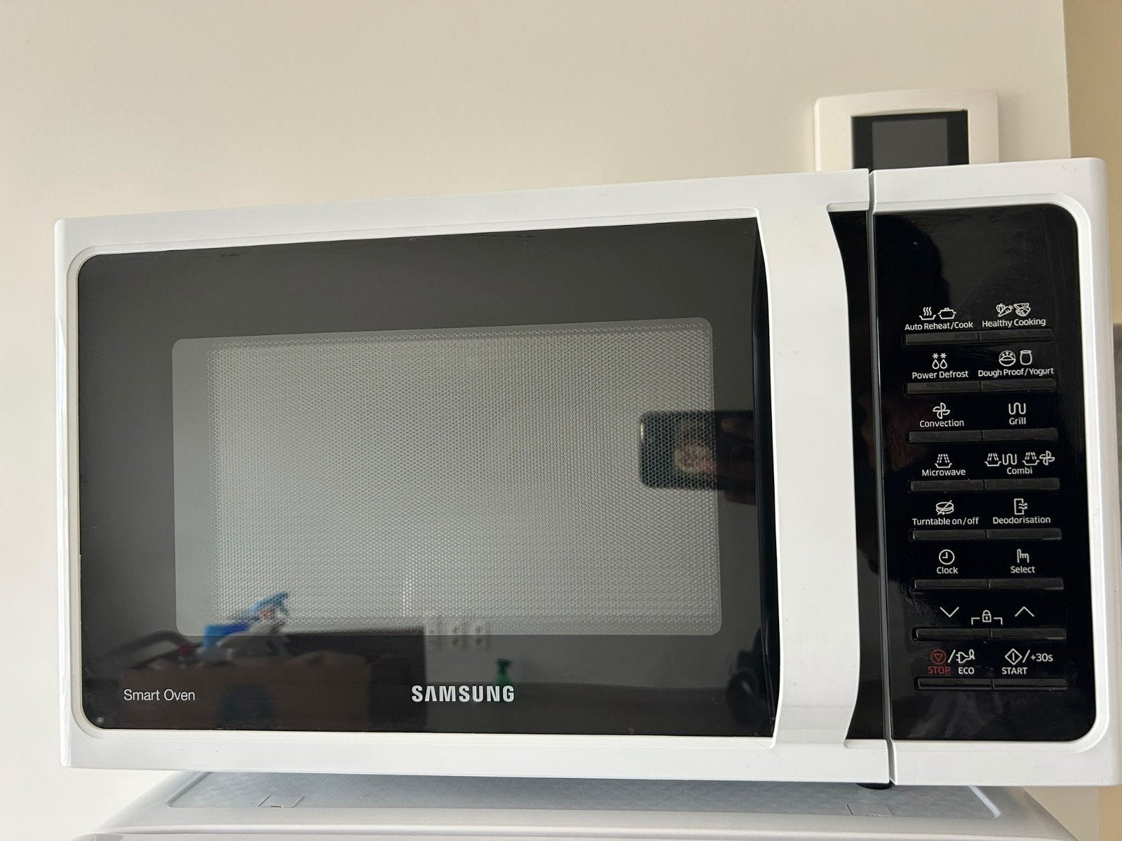 Four à micro-ondes combiné Samsung MC28H5015AW comme neuf, Comme neuf, 45 à 60 cm, Four à micro-ondes combiné, Gril
