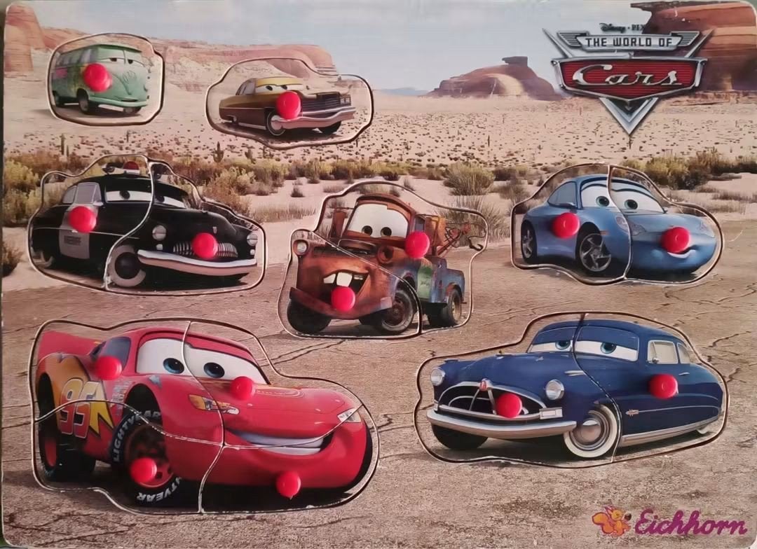noppenpuzzel cars, Ophalen, Gebruikt, 10 tot 50 stukjes, Van hout
