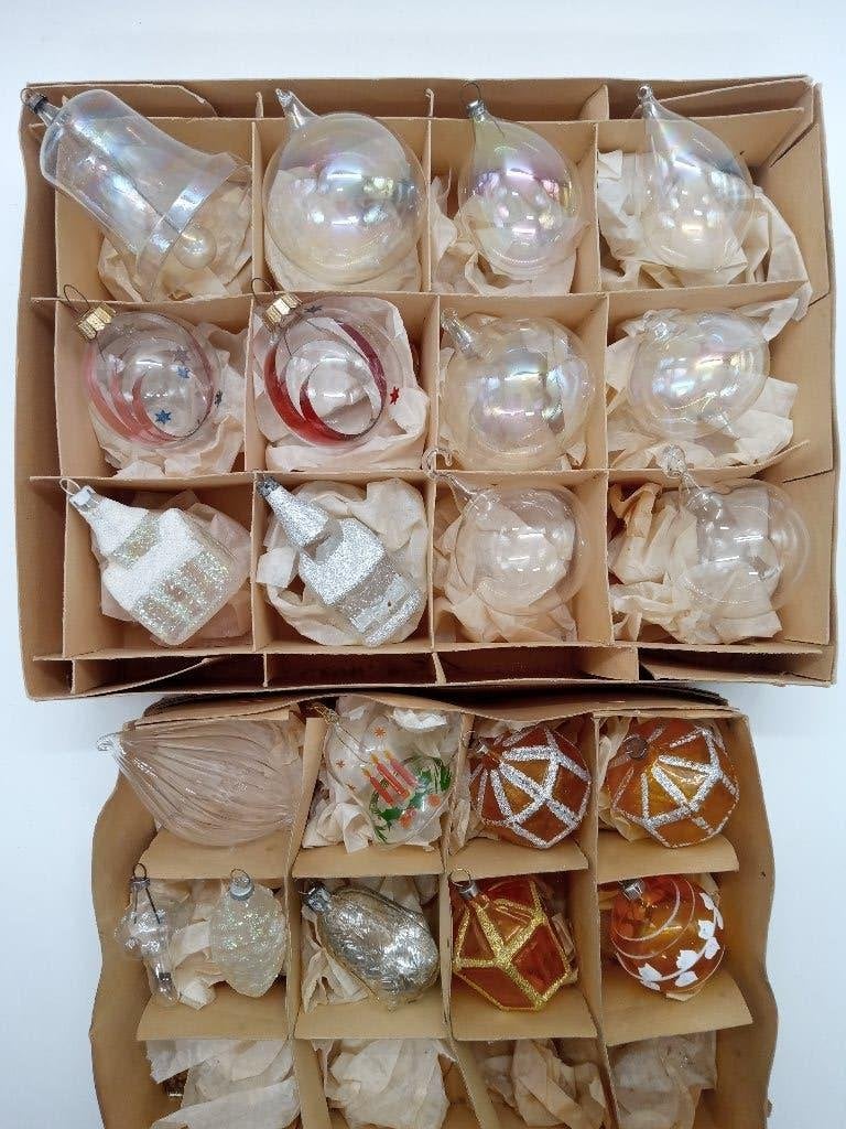 Set doorzichtige glazen kerstballen, Diversen, Ophalen of Verzenden, Gebruikt