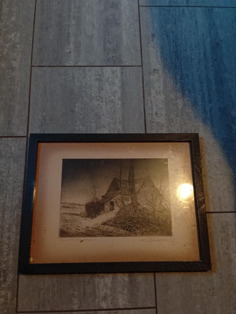 Vintage ets landschap beperkte oplage 23/100, Ophalen