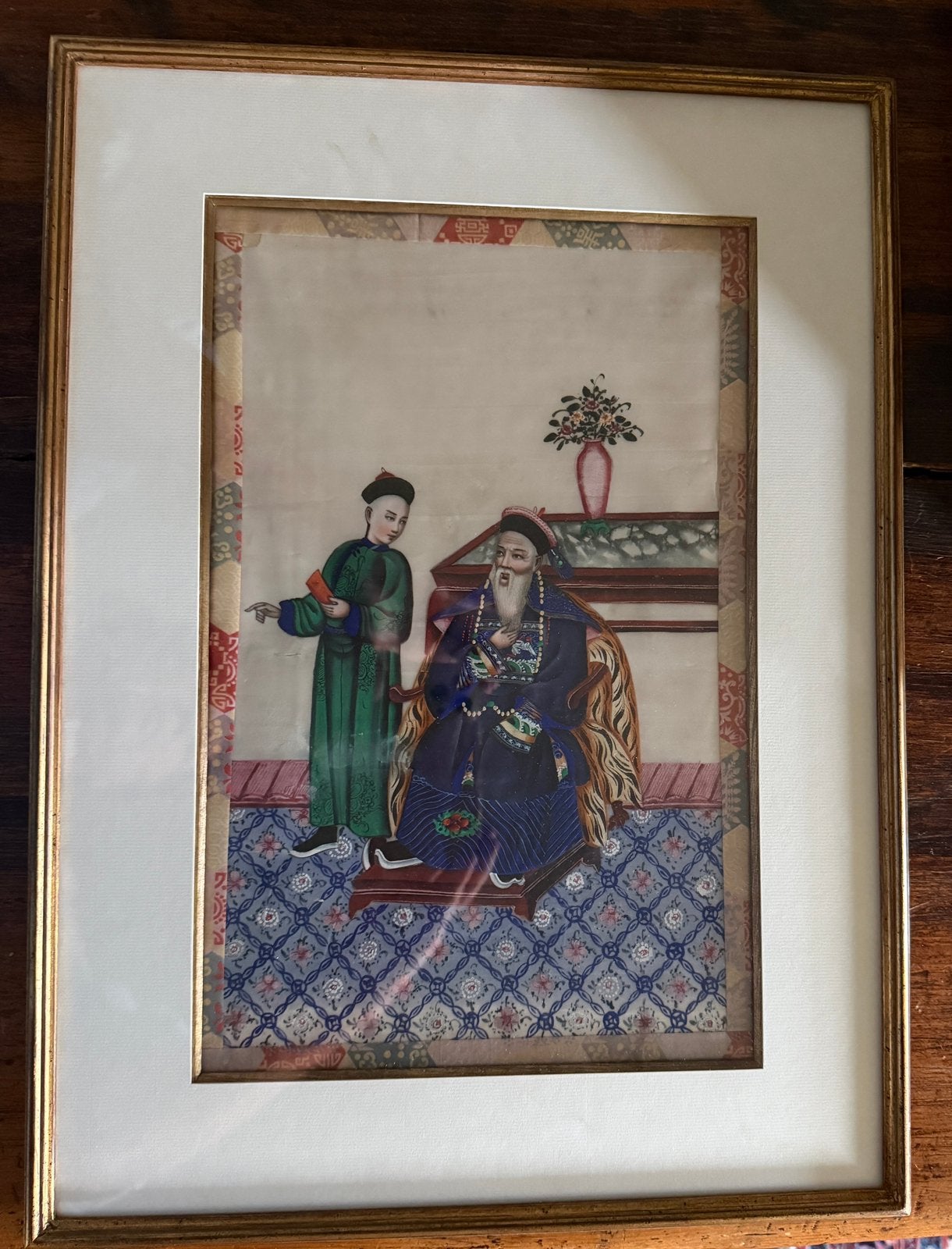 Peinture chinoise — représentation traditionnelle — encadrée, Antiquités & Art, Chine, Enlèvement, Encadré, Verre