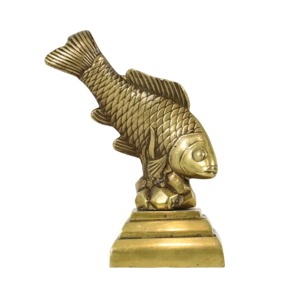 Vintage Zwaar Massief Brons Koi Karper Beeld 13cm, Antiek en Kunst, Overige onderwerpen, Minder dan 20 cm, Art nouveau, Ophalen of Verzenden