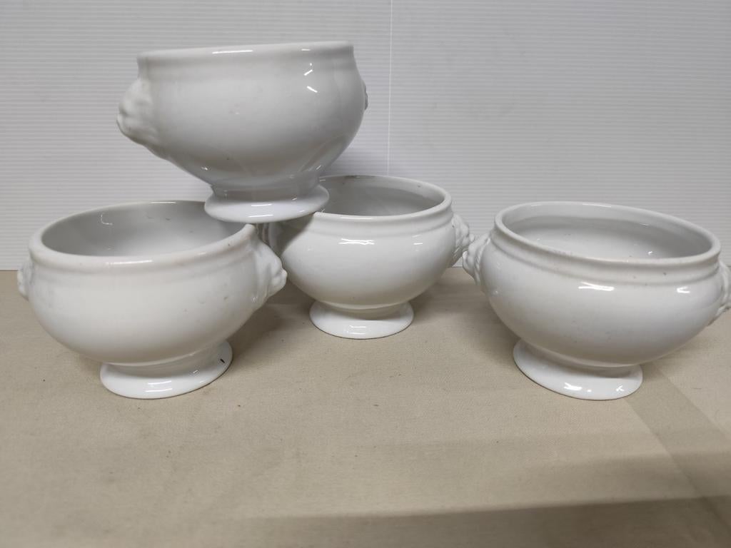 Soepkommen. Leeuwenkop. 4 stuks., Enlèvement, Porcelaine