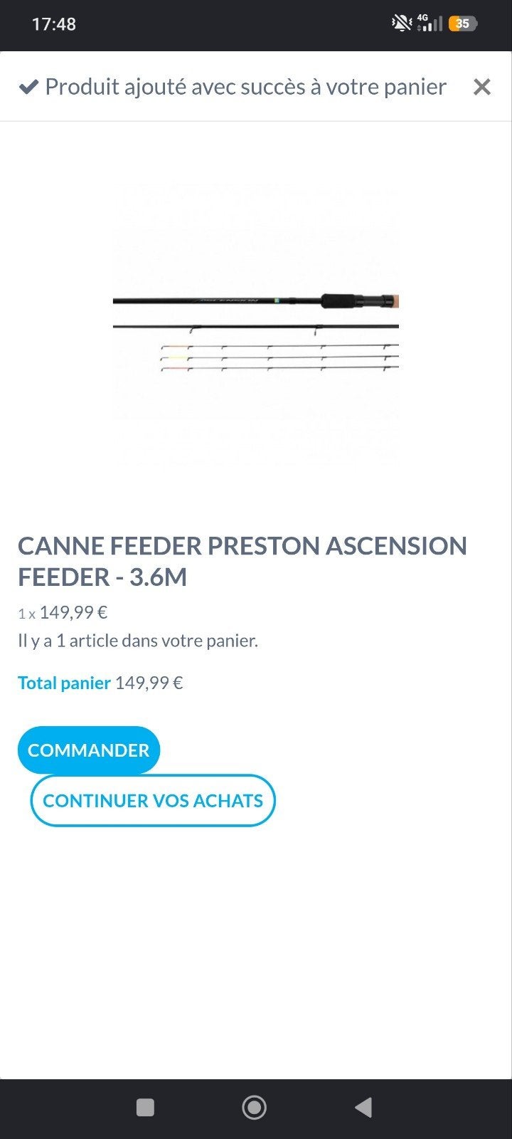 Canne feeder preston ascension 3,60m, Watersport en Boten, Hengelsport | Algemeen, Ophalen, Zo goed als nieuw, Complete hengel