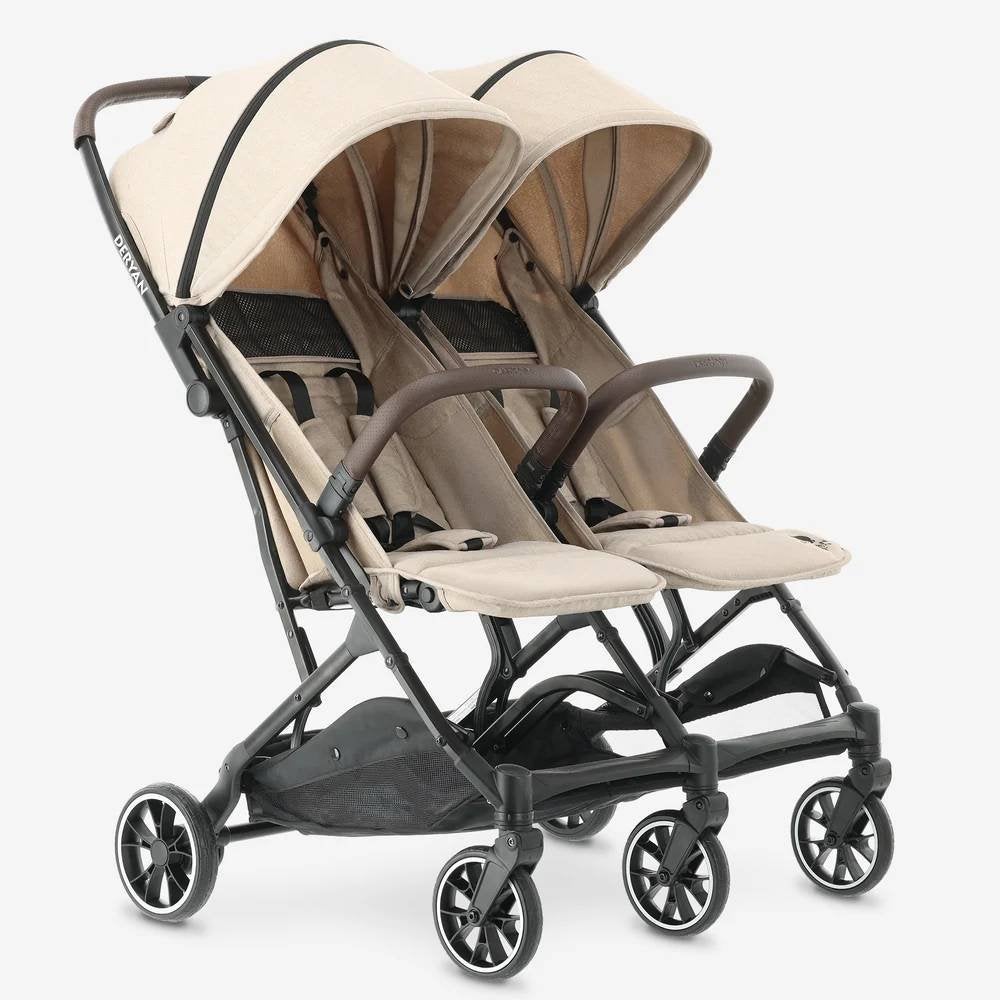 DERYAN Rolo X2 Duo Buggy – 0-4 Jaar - Nougat, Kinderen en Baby's, Ophalen of Verzenden, Zo goed als nieuw, Overige merken, Duomodel