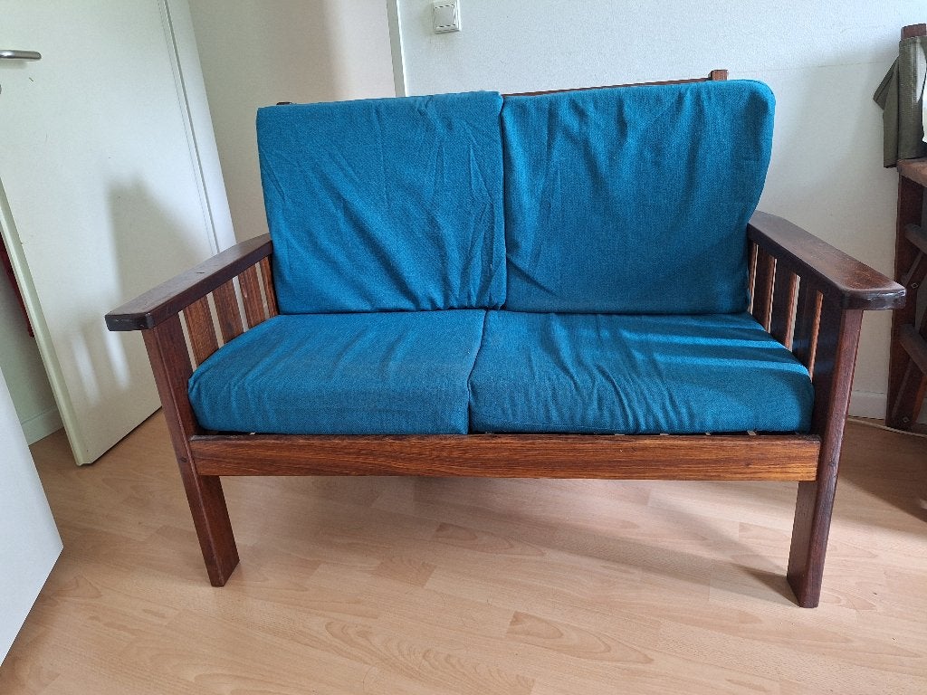 Canapé en bois avec 2 fauteuils, Maison & Meubles, Canapés | Salons, 75 à 100 cm, Moins de 150 cm, Enlèvement, Utilisé