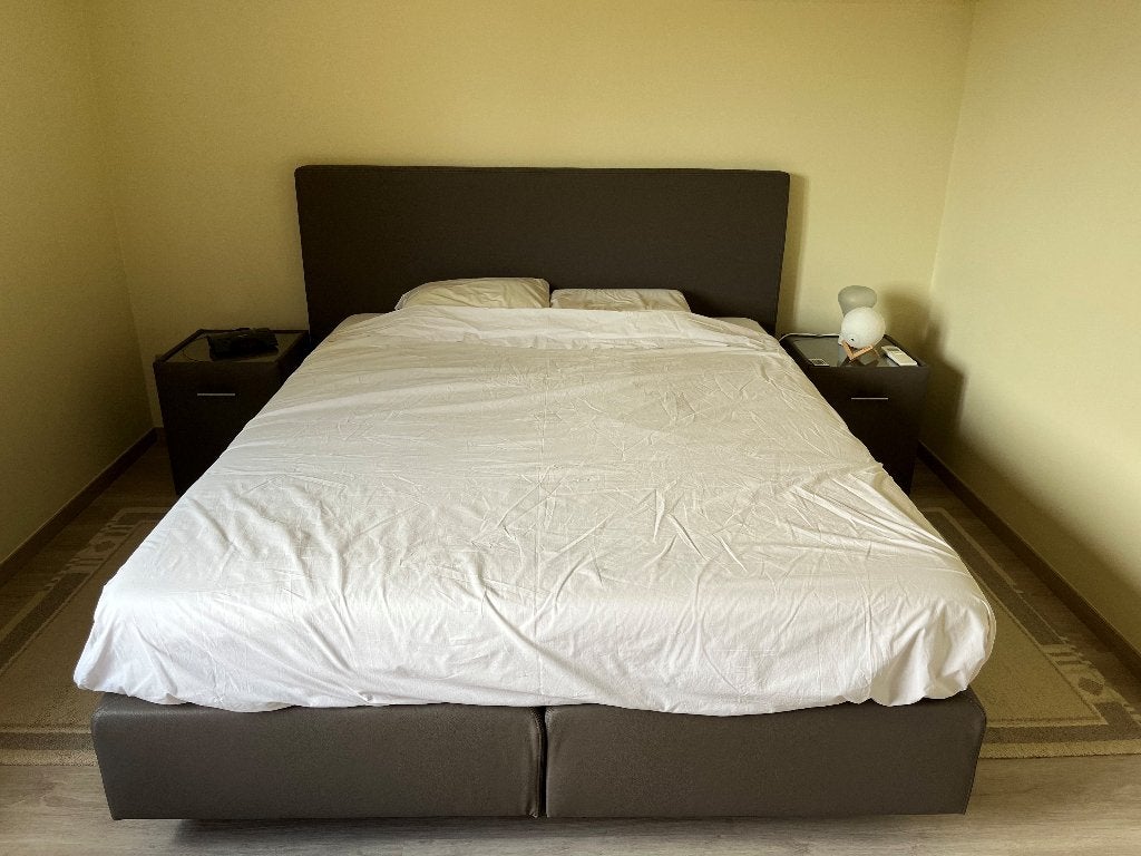 Boxspring, Maison & Meubles, Gris, Comme neuf, Enlèvement, 160 cm