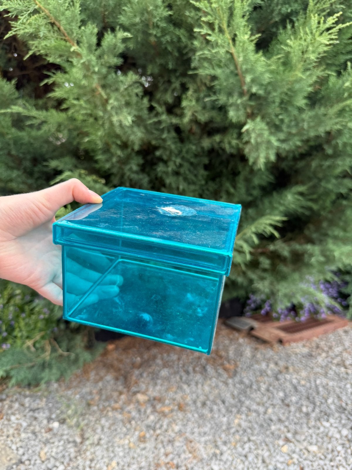 Boîte de rangement plastique bleue, Envoi, Utilisé, Plastique, Vintage