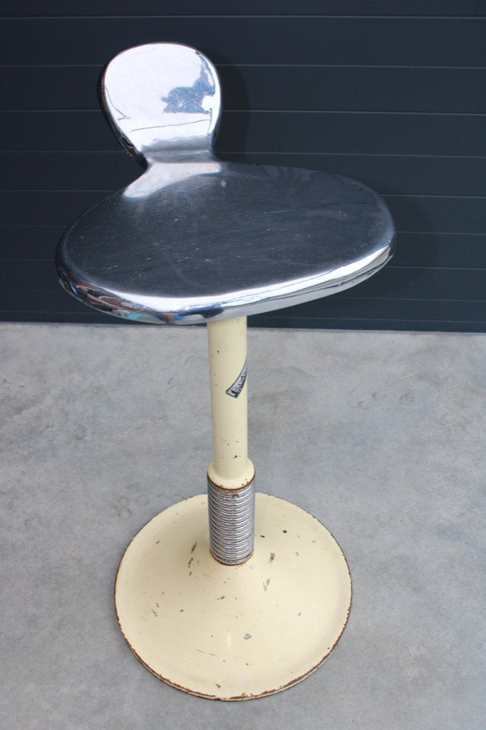 Ancien tabouret Tabouret style industriel, médical 60's, Antiquités & Art, Réglable, Enlèvement, Beige, Métal