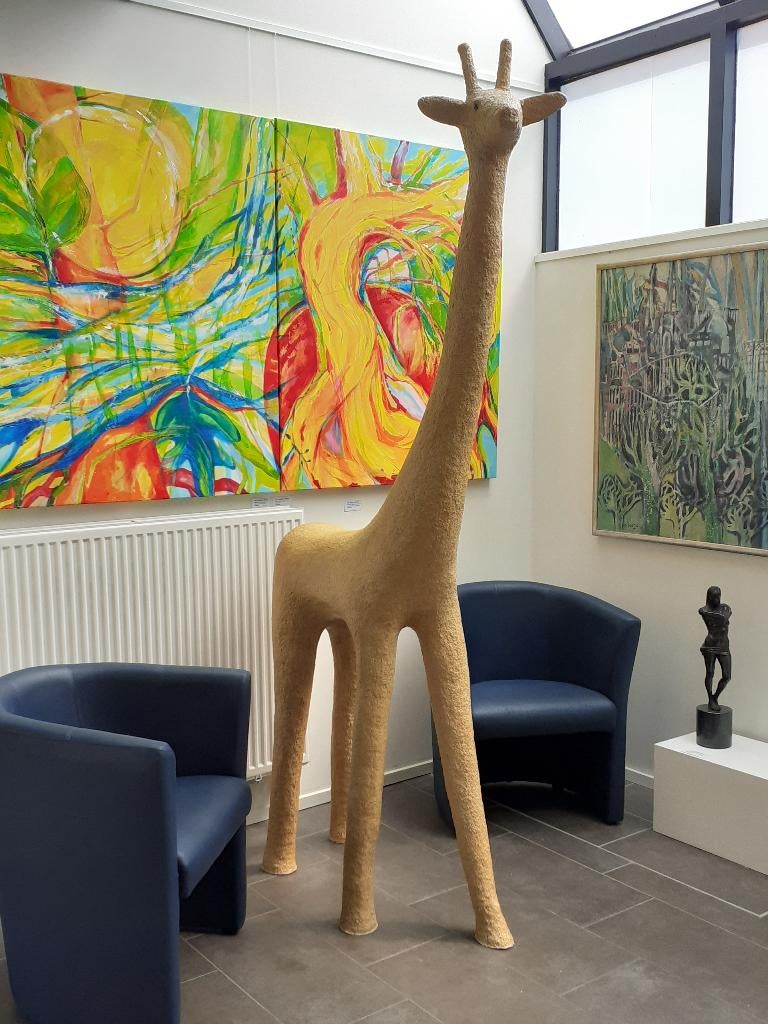 « Luna, la girafe » - Johny Roex, Mammifère, Statue, Fait main, Papier ou carton