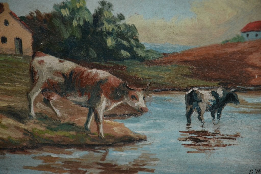 huile sur toile, Antiquités & Art, Peinture à l'huile, Signé, Enlèvement, Animaux