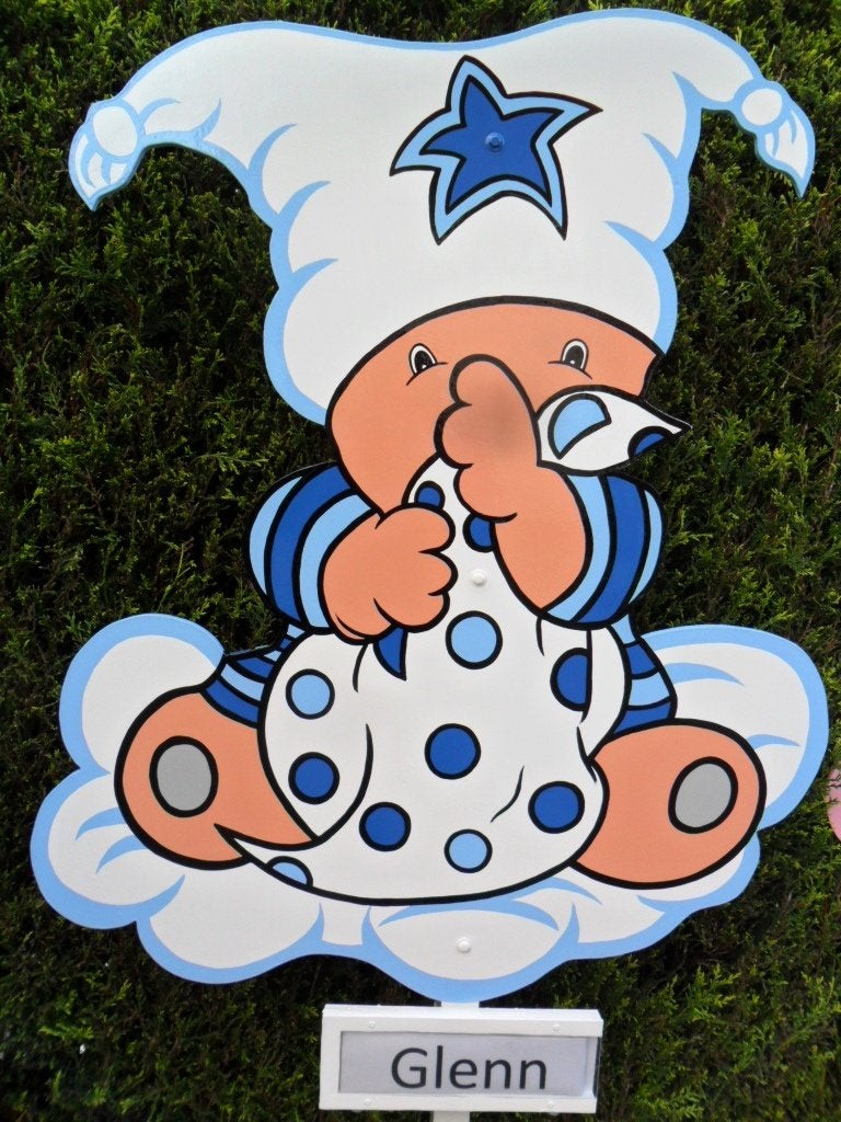 Geboorteborden te huur ooievaar op nest met baby pop enz., Ophalen, Nieuw, Geboortebord
