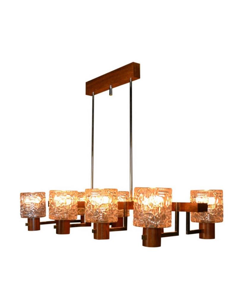 Lampe suspendue vintage de style scandinave 1960/1970, Maison & Meubles, Scandinavisch - Mid-Century, Enlèvement, Utilisé, Bois