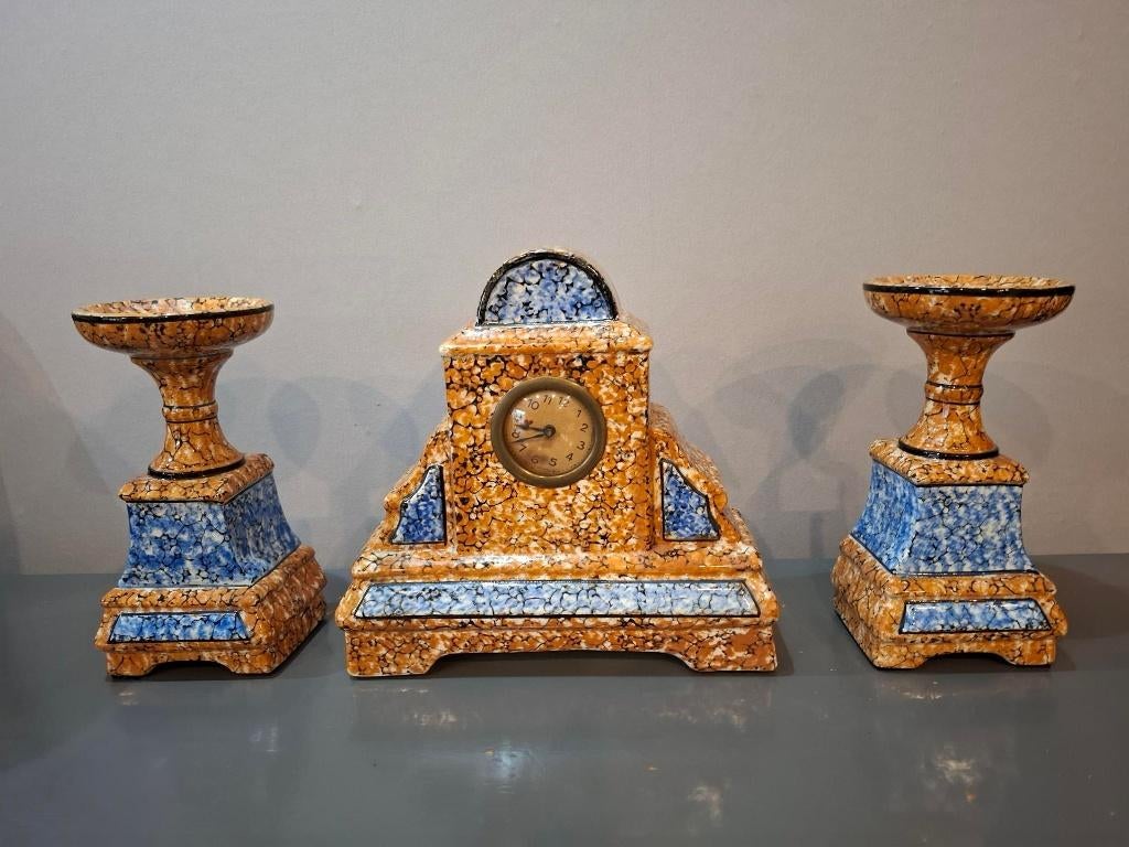 Art deco schouwgarnituur Faiencerie Wasmuel, Antiek en Kunst, Antiek | Keramiek en Aardewerk, Ophalen