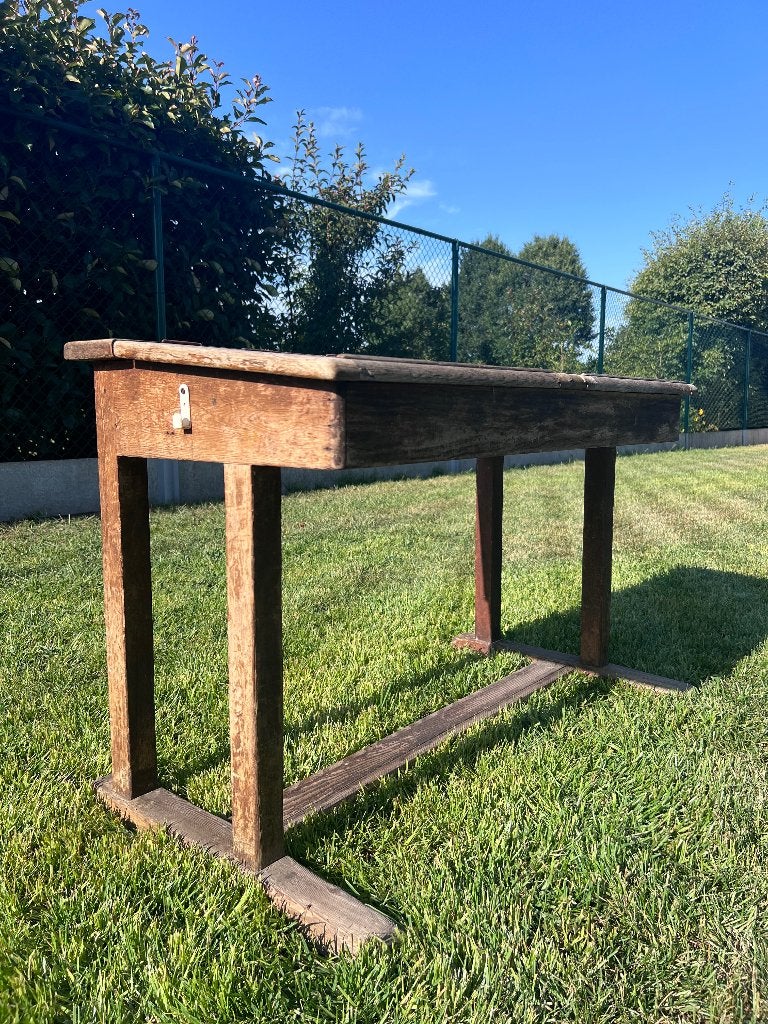 Schoolbank hout, Ophalen, Gebruikt, Hout