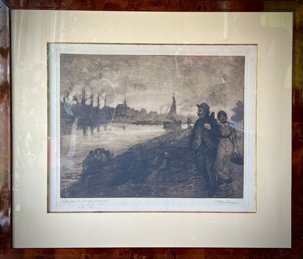 Edmond Delsa. La Meuse industrielle à Ougrée., Antiquités & Art, Enlèvement ou Envoi, Vue urbaine, Eau-forte