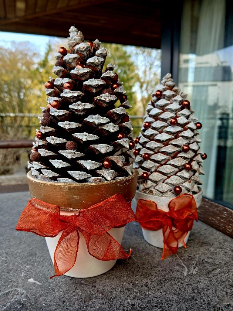 Lot de 2 sapins de Noël décoratifs tons rouille, Enlèvement, Neuf