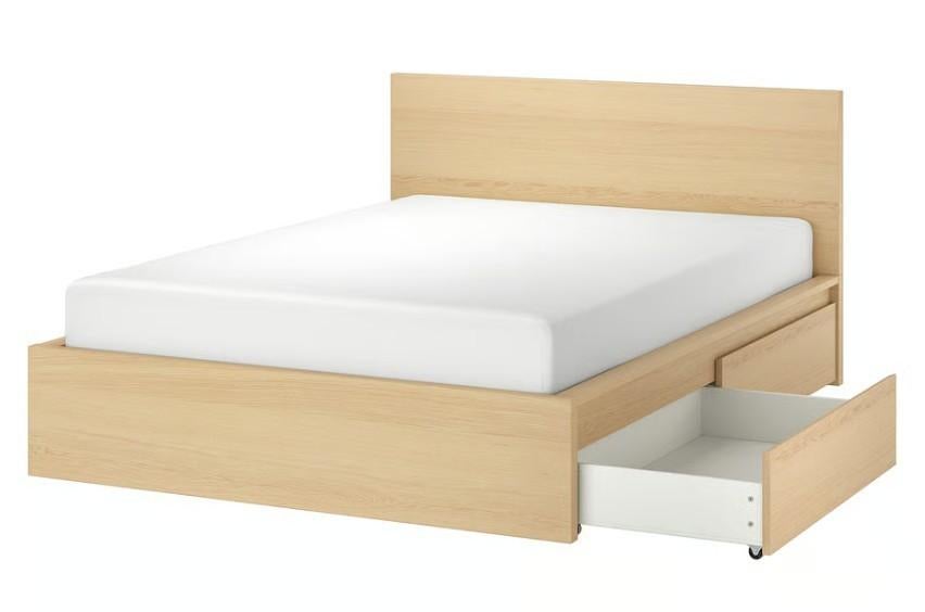 MALM Bedframe, hoog met 4 bedlades, Huis en Inrichting, Ophalen, Gebruikt, Overige kleuren, Tweepersoons