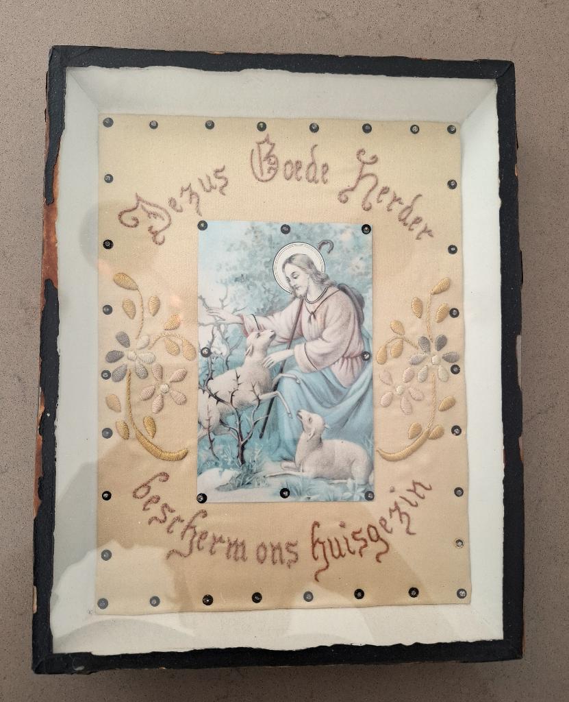 religieuze prent geborduurd jezus, Ophalen of Verzenden