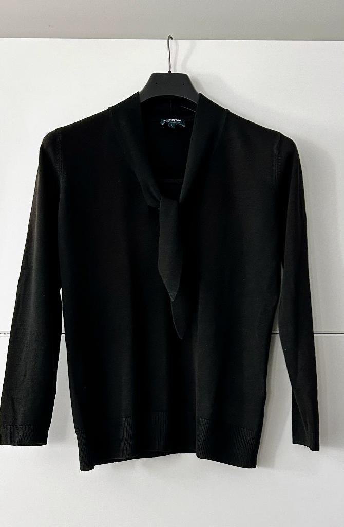 Kingfield zwarte pull met colsjaal, Kleding | Dames, Zwart, Maat 42/44 (L), Ophalen of Verzenden, Zo goed als nieuw
