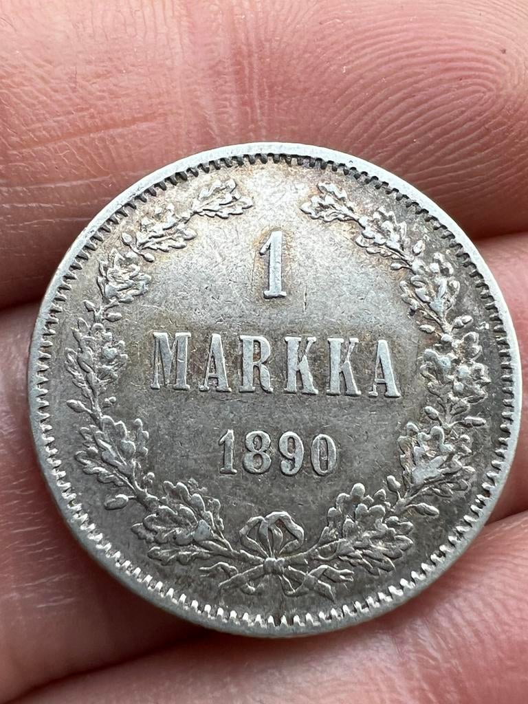 Finland 1 MARKKA 1890 zilver, Ophalen of Verzenden, Zilver