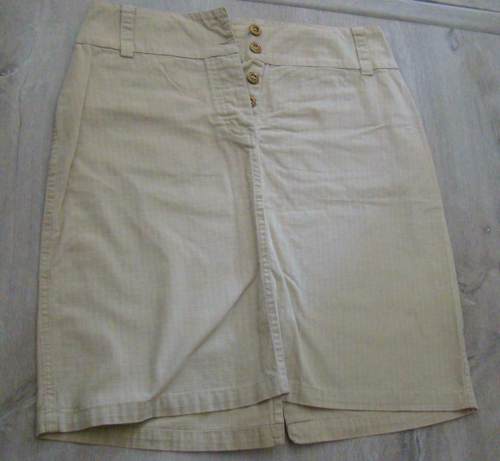 rok maat 36 Hennes - beige touwkleurig geruit 2zakjes achter, Beige, Hennes, Ophalen of Verzenden, Knielengte