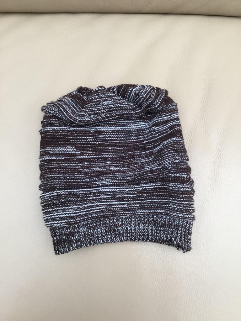 Gebreide bruin/witte muts, Ophalen of Verzenden, Muts