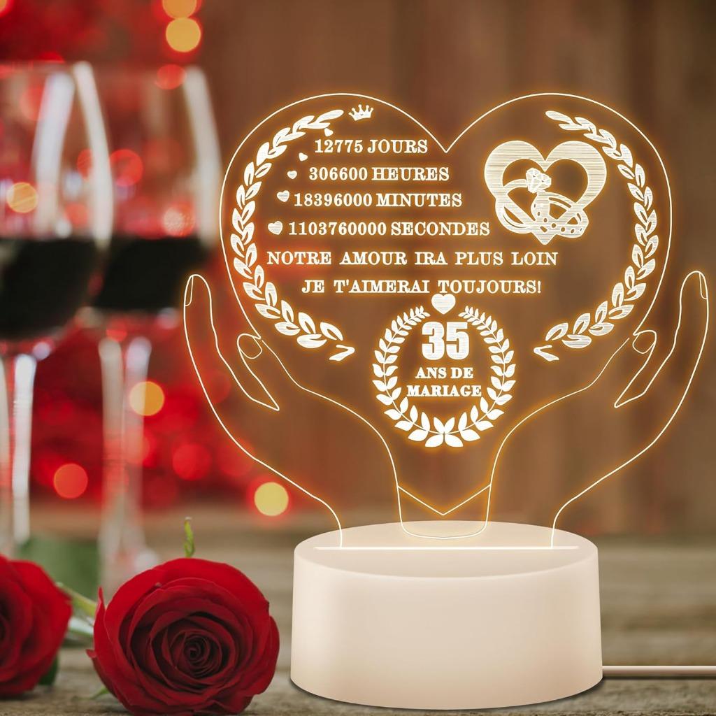Lampe 3D Veilleuse Cadeau 35 ANS 🔅, Maison & Meubles, Lampes | Lampes de table, Neuf, Moins de 50 cm, Synthétique, Enlèvement ou Envoi