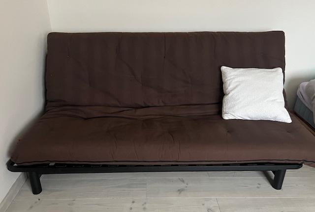 Slaapbank/zetel met futon, Enlèvement, Utilisé, Brun