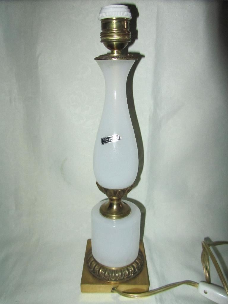 Lampvoet in opaline, rijstpasta, verguld brons,..., Ophalen of Verzenden