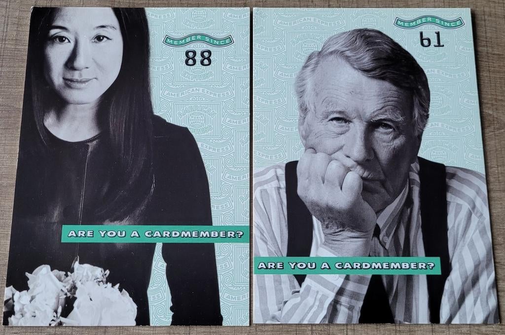2 Reclamekaarten/ postkaarten: American Express Cards, Enlèvement ou Envoi, Comme neuf, Autres types