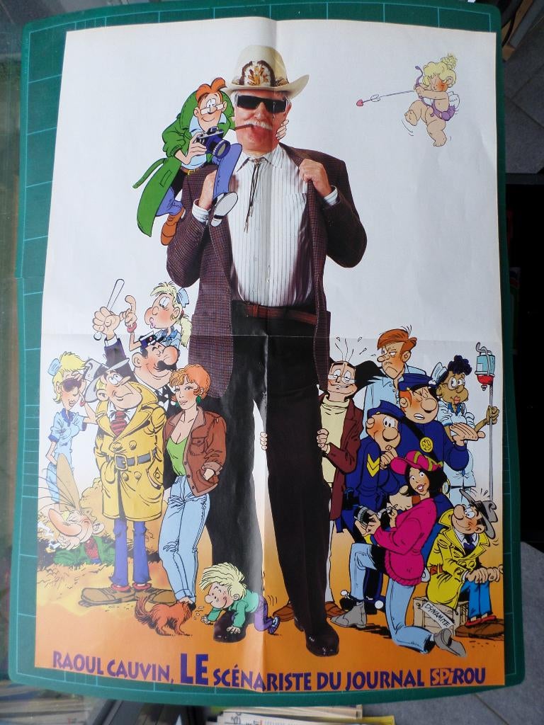 Raoul Cauvin scénariste de "Spirou" - poster 56x40 - 1996, Collections, Enlèvement ou Envoi, Autres personnages, Comme neuf, Image, Affiche ou Autocollant