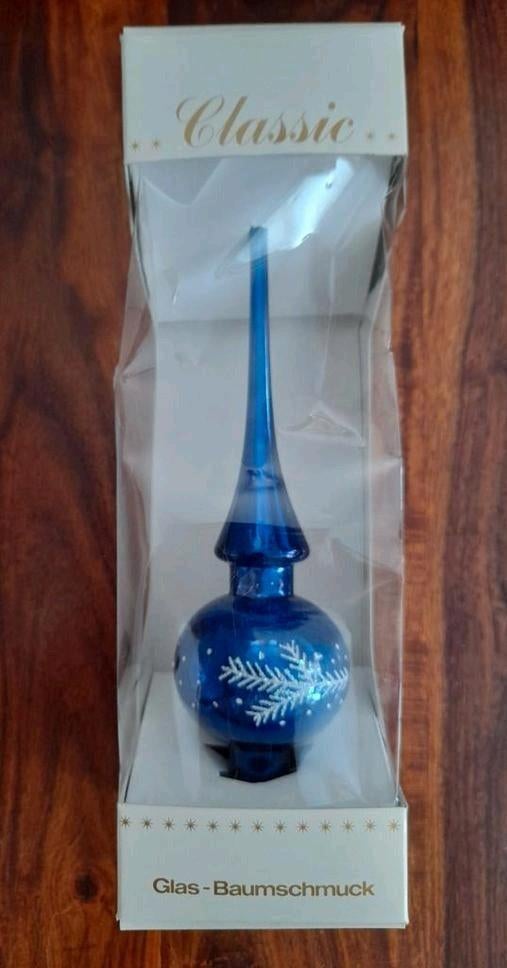 Pointe déco de Noël en verre bleu pour sapin, Enlèvement