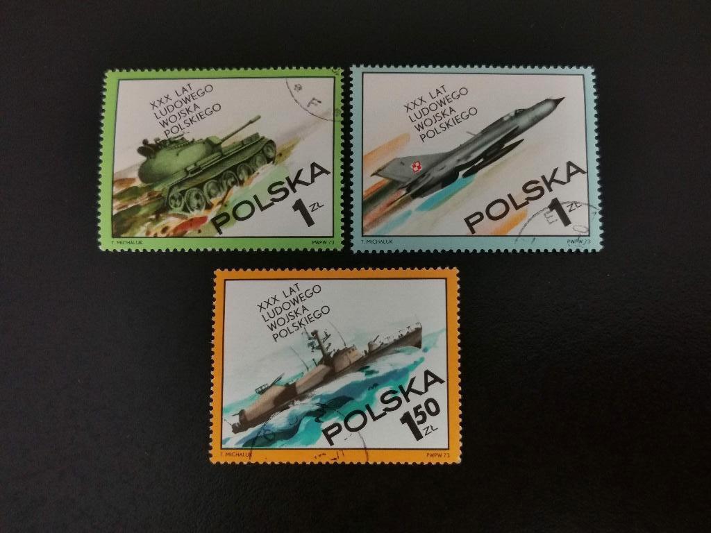 Polen 1973 - 30 jaar Volksleger, straaljager, tank, schip, Ophalen of Verzenden, Polen, Gestempeld