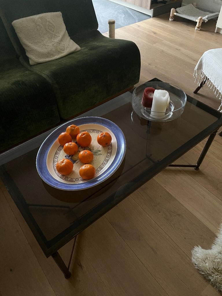 Table basse vintage – Plateau en verre – 100  50 cm, Maison & Meubles, Tables | Tables d'appoint, Comme neuf, Rectangulaire, Moins de 45 cm