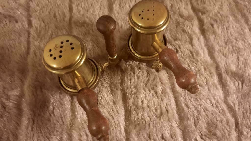 vintage messing peper- en zoutstel ANTIEK retro, Antiek en Kunst, Ophalen of Verzenden