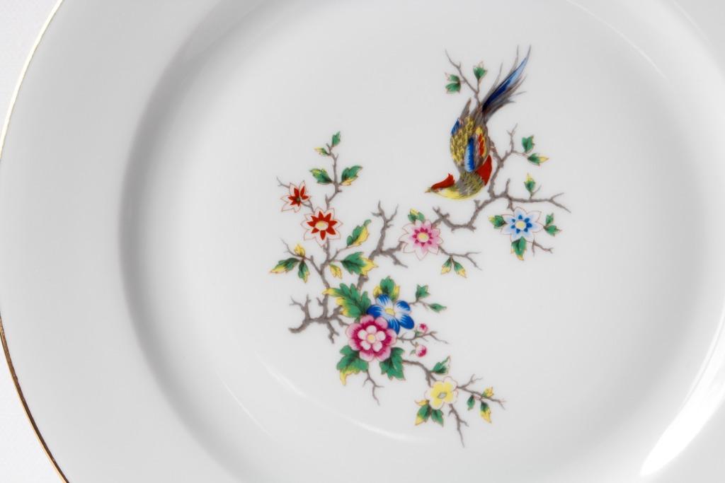 Limoges servies van 85 stuks met paradijsvogelmotief, Ophalen, Zo goed als nieuw, Overige stijlen, Porselein