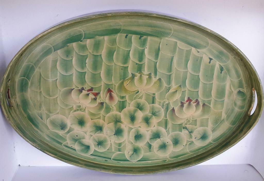 Grote plateau in gelakt bamboehout - 480mm - China, Huis en Inrichting, Keuken | Keukenbenodigdheden, Gebruikt, Zwart, Ophalen of Verzenden
