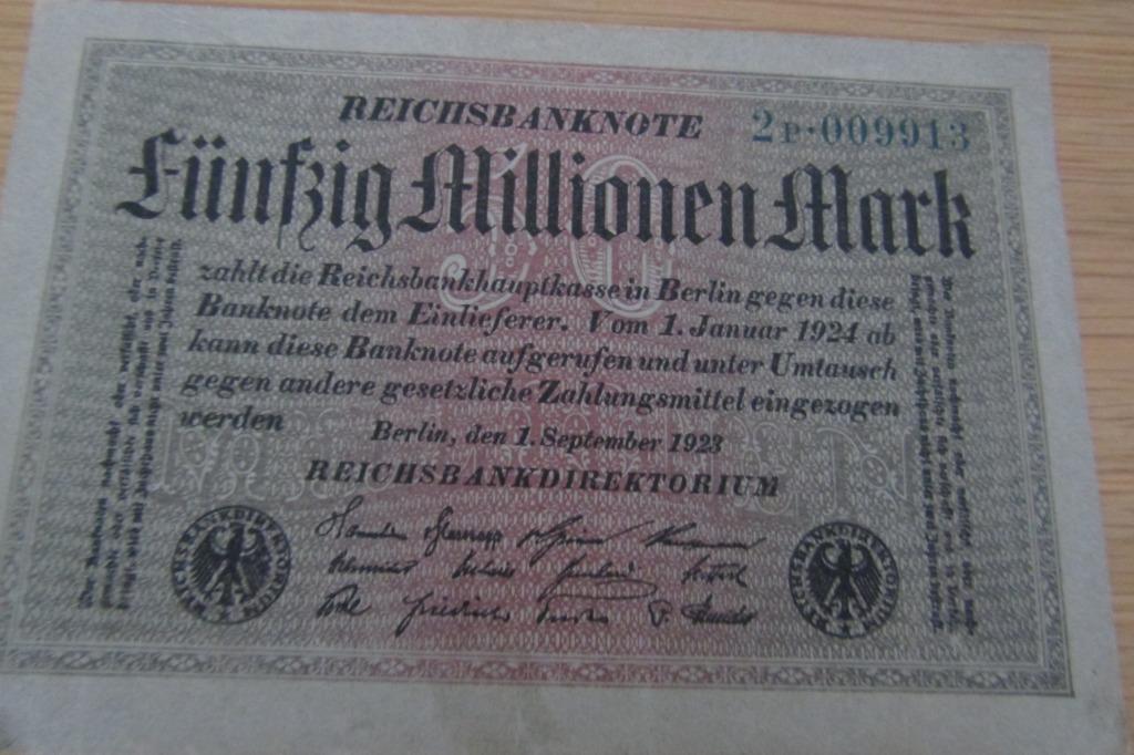 50 miljoen Mark, Duitsland 1923, Enlèvement ou Envoi, Billets de banque