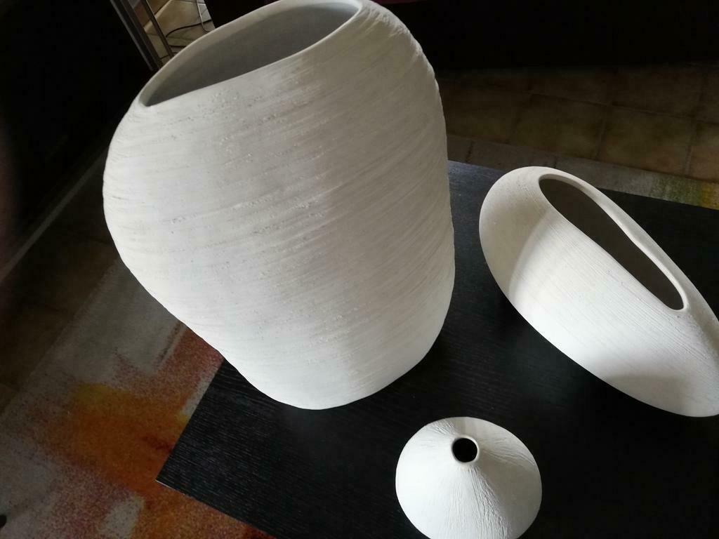 Lot de 3 vases déco., Maison & Meubles, Enlèvement ou Envoi, Comme neuf, Blanc