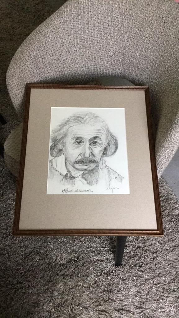Tekening Albert Einstein, Antiek en Kunst, Kunst | Tekeningen en Fotografie, Ophalen of Verzenden