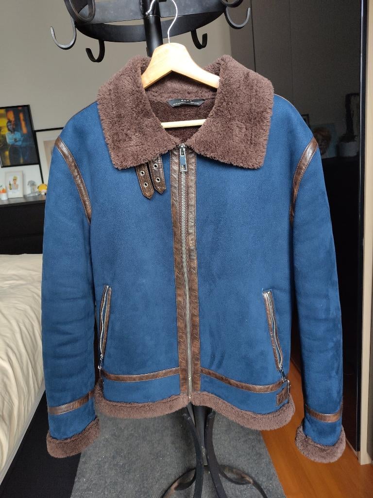 blauwe jas jacket Zara, medium [M], Zara, Ophalen of Verzenden, Zo goed als nieuw, Maat 48/50 (M)