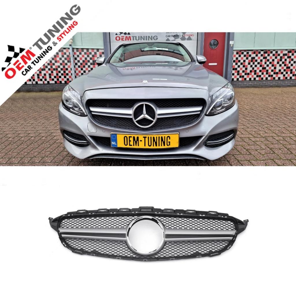 Mercedes-Benz C-Class W205 | C63 AMG Grille SILVER | 14-18 |, Auto diversen, Tuning en Styling, Ophalen of Verzenden