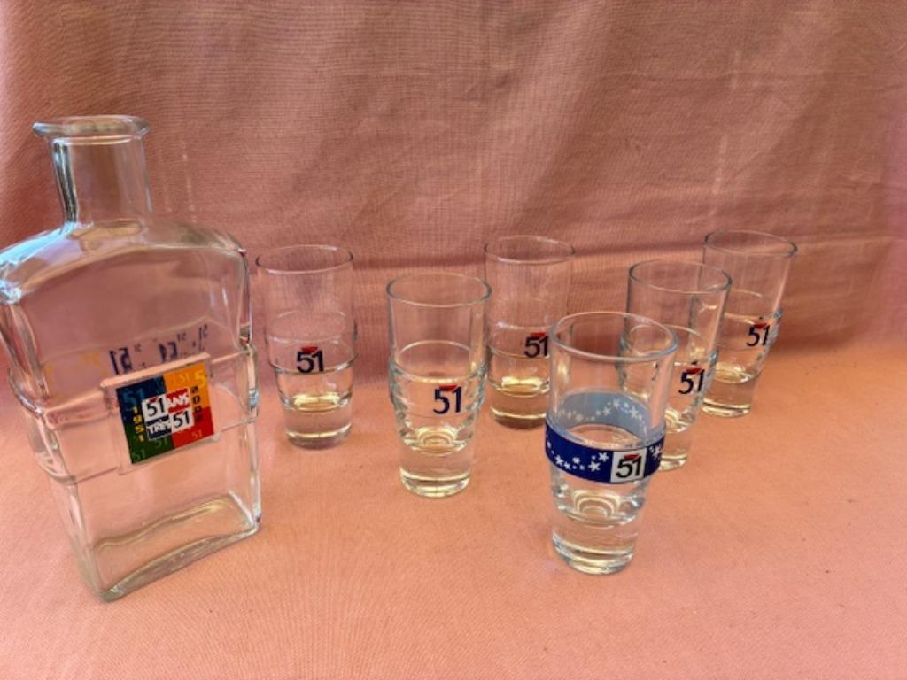 Pastis 51 karaf + 6 glazen, Ophalen of Verzenden, Zo goed als nieuw, Gebruiksvoorwerp