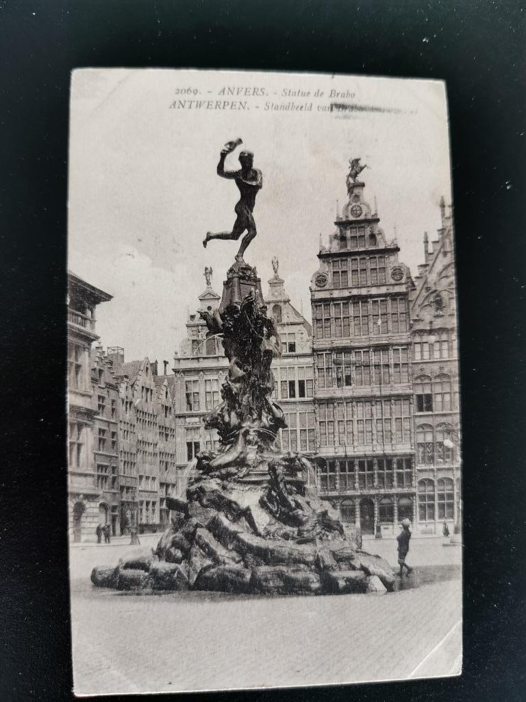 Antwerpen - standbeeld Brabo - Koloniale Jaarmarkt stempel, Ophalen of Verzenden, 1920 tot 1940, Gelopen, Antwerpen