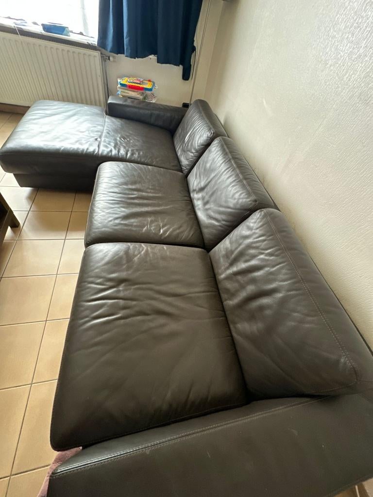 Lederen hoekzetel te koop, Ophalen, Zo goed als nieuw, Leer