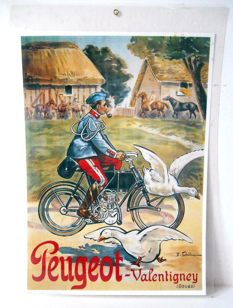 Oude reclame voor Peugeot fietsen nr 1, Ophalen of Verzenden, Gebruikt, Reclamebord